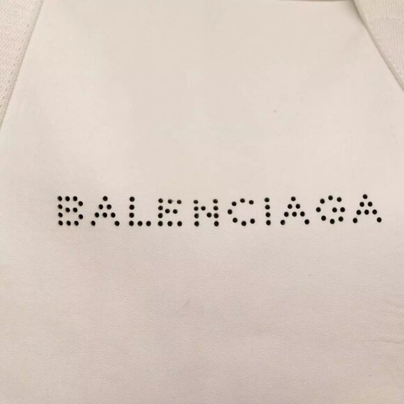 BALENCIAGA Navy Cabas Hand Bag Leather White Silver - Picture 13 of 16